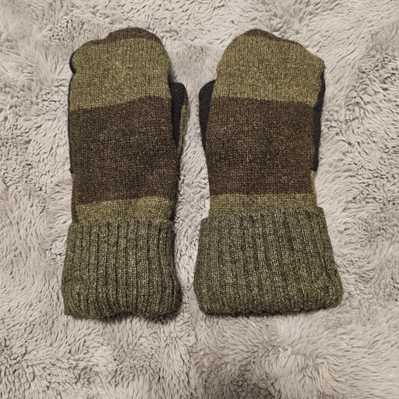 Other - Felted Wool Cozy Green and Brown Mittens